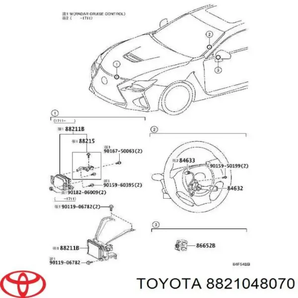 Sensor de radar de distância 8821048070 Toyota