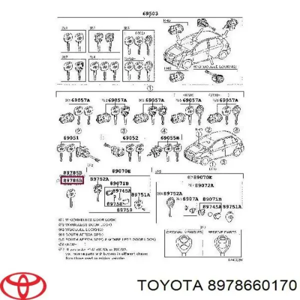 Chave lingote 897866017084 Toyota