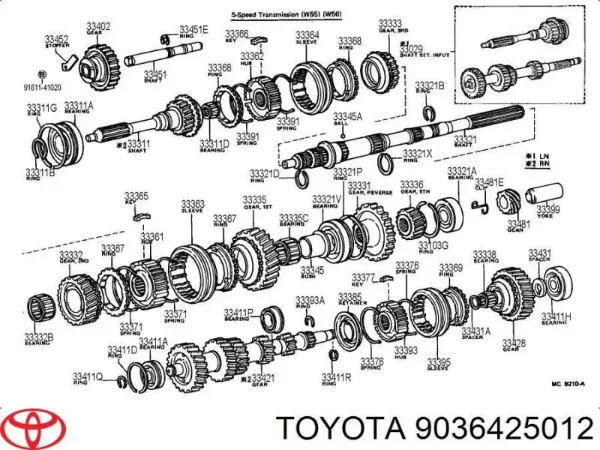 Rolamento da árvore primária da Caixa de Mudança 90364T0014 Toyota