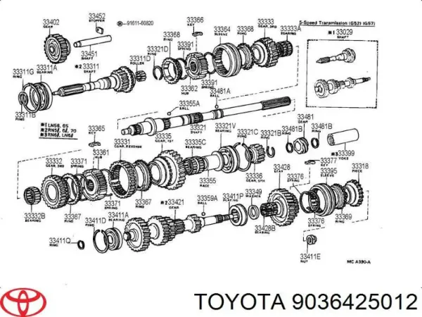 Compre 90364T0014 Toyota Rolamento da árvore primária da Caixa de Mudança