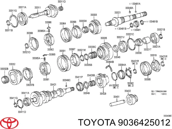 90364T0014 Toyota Rolamento da árvore primária da Caixa de Mudança