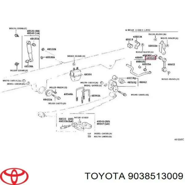 Bucha de suporte de estabilizador traseiro 9038513009 Toyota