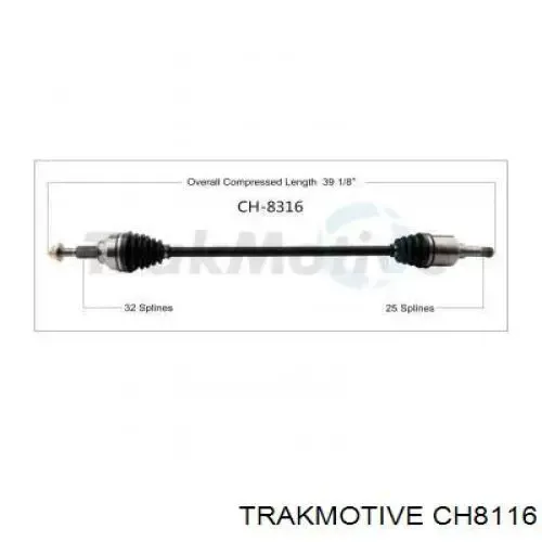 Semieixo (acionador) dianteiro direito CH8116 Trakmotive/Surtrack