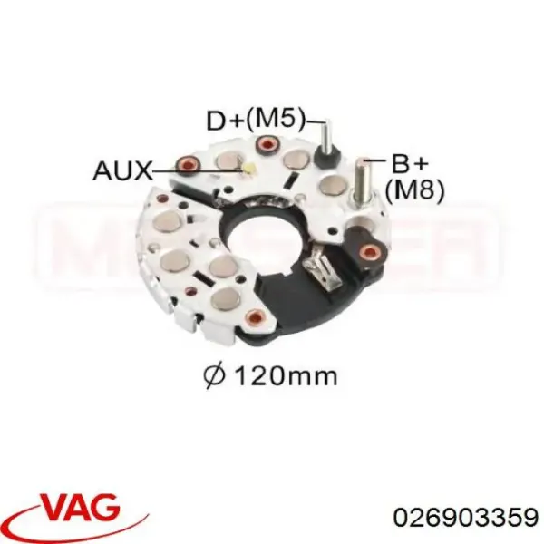 Eixo de diodos do gerador 026903359 VAG