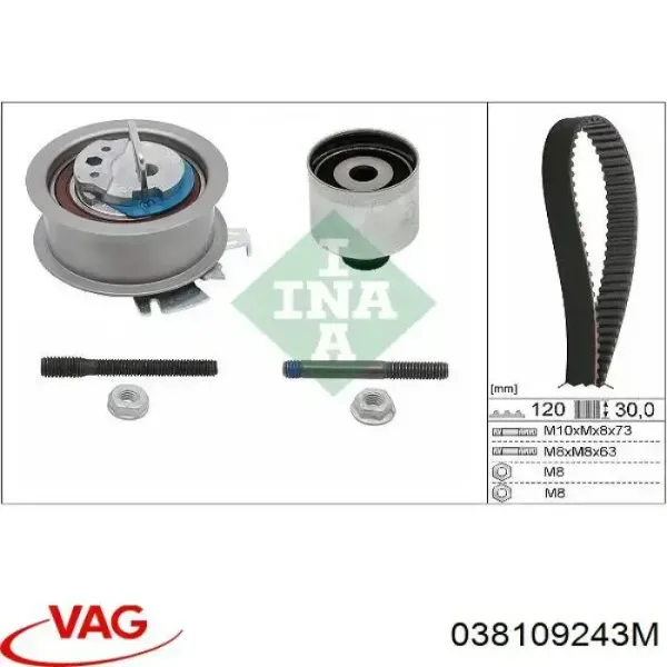 Compre 038109243M VAG Rolo de reguladora de tensão da correia do mecanismo de distribuição de gás