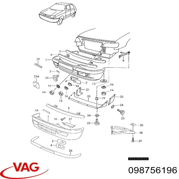 Reforçador do pára-choque dianteiro Skoda Felicia I