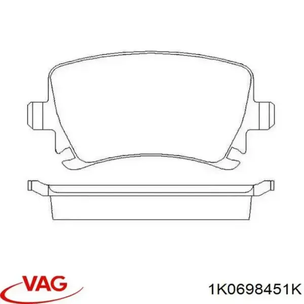 Sapatas do freio traseiras de disco 1K0698451K VAG
