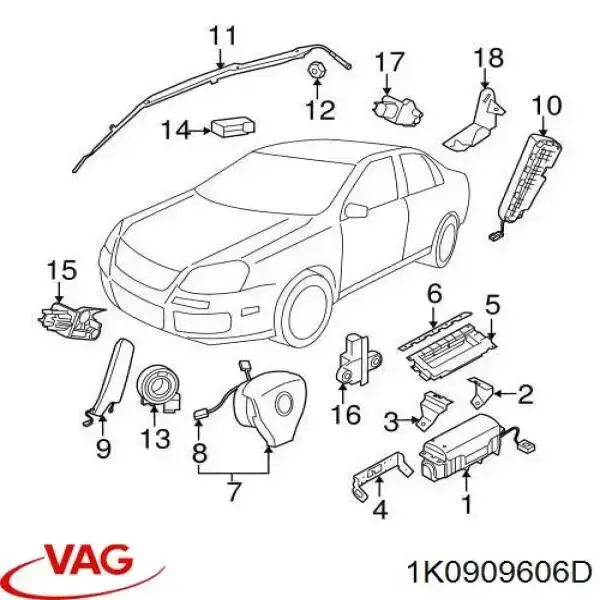 Sensor AIRBAG traseiro 1K0909606D VAG
