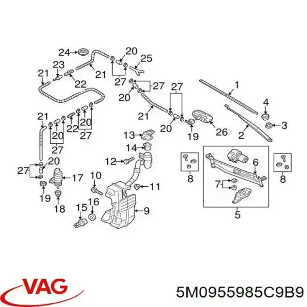 Injetor de fluido para lavador de pára-brisas VAG 5M0955985C9B9 preço, a partir de