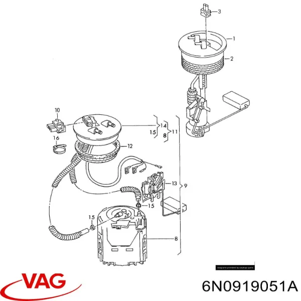 Sensor do nível de combustível no tanque para Volkswagen Polo III 6N1