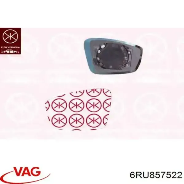 Elemento espelhado do espelho de retrovisão direito 6RU857522 VAG