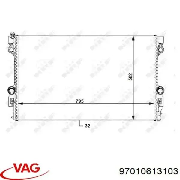 Radiador de esfriamento de motor 97010613103 VAG