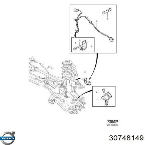 30748149 Volvo sensor dianteiro de abs