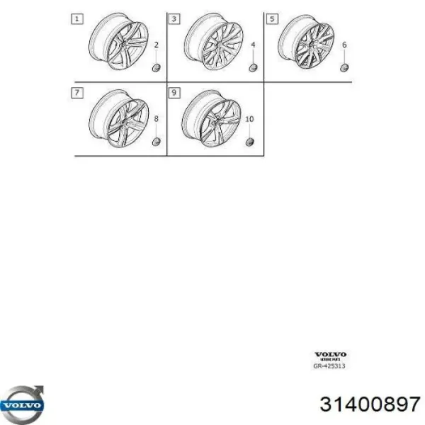 Coberta de disco de roda 31400897 Volvo
