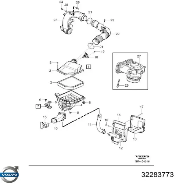 Ressonador de filtro de ar 32283773 Volvo