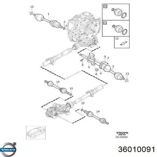 Semieixo traseiro 36010091 Volvo