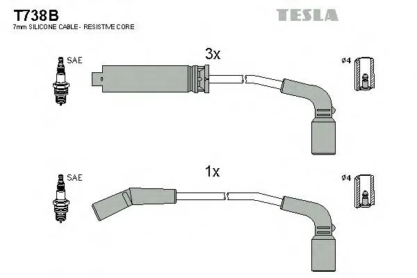 Fios de alta voltagem, kit T738B Tesla