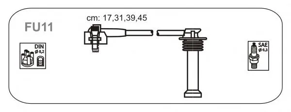 Fios de alta voltagem, kit FU11 Janmor