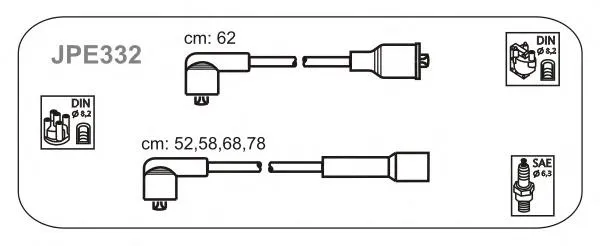 Fios de alta voltagem, kit JPE332 Janmor