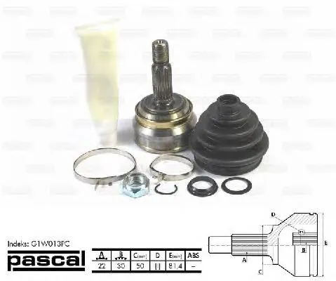 Junta homocinética externa dianteira Volkswagen Caddy 1 14