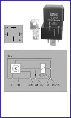 Relê das velas de incandescência 132067 Huco