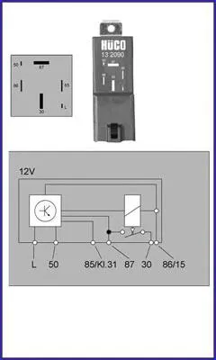 Relê das velas de incandescência 132090 Huco