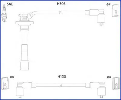 Fios de alta voltagem, kit 134562 Huco