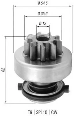 Roda-livre do motor de arranco 940113020375 Magneti Marelli