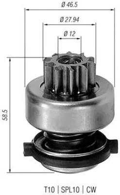 Roda-livre do motor de arranco 940113020191 Magneti Marelli