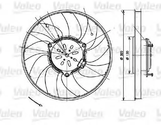Ventilador elétrico de esfriamento montado (motor + roda de aletas) direito 696082 VALEO
