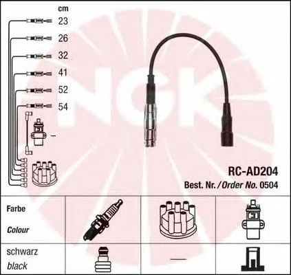 Fios de alta voltagem, kit 0504 NGK