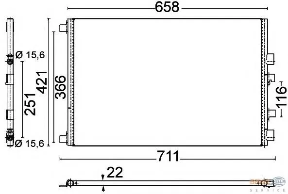 Radiador de aparelho de ar condicionado 8200325004 Renault (RVI)
