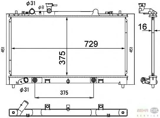 Radiador de esfriamento de motor L3S515200A Mazda