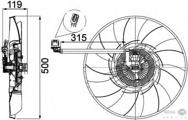 Ventilador elétrico de esfriamento montado (motor + roda de aletas) LR025955 Land Rover