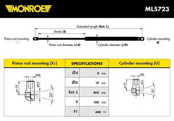 Amortecedor de tampa de porta-malas (de 3ª/5ª porta traseira) GS0789 Magneti Marelli