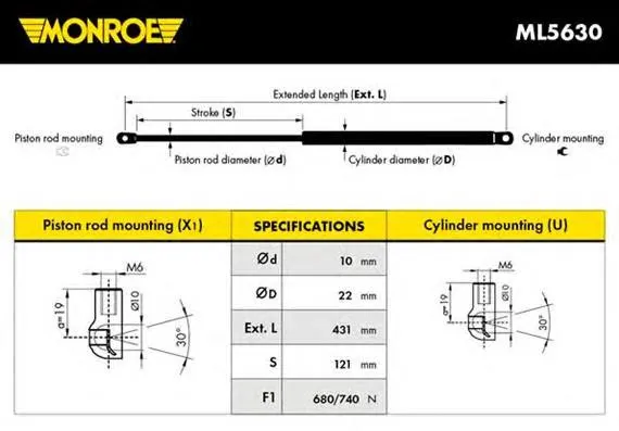 Amortecedor de tampa de porta-malas (de 3ª/5ª porta traseira) GS0623 Magneti Marelli