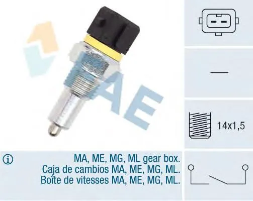 Sensor de ativação das luzes de marcha à ré Peugeot 205 2 20A, C