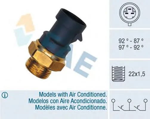 Sensor de temperatura do fluido de esfriamento (de ativação de ventilador do radiador) Fiat Punto 2 188