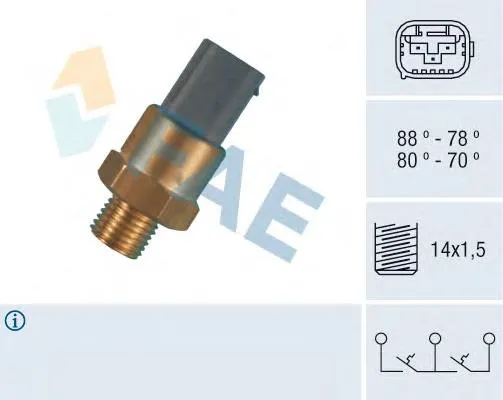 Sensor de temperatura do fluido de esfriamento (de ativação de ventilador do radiador) 38382 FAE