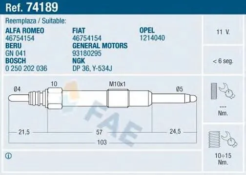 Vela de incandescência Alfa Romeo 156 932