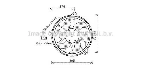 Ventilador elétrico de esfriamento montado (motor + roda de aletas) direito 1253P7 Peugeot/Citroen