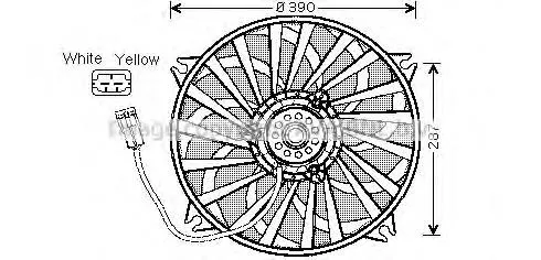 Ventilador elétrico de esfriamento montado (motor + roda de aletas) esquerdo 1253Q8 Peugeot/Citroen