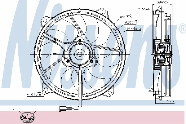 Ventilador elétrico de esfriamento montado (motor + roda de aletas) esquerdo Citroen C8 EA, EB