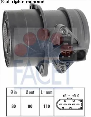 Sensor de fluxo (consumo) de ar, medidor de consumo M.A.F. - (Mass Airflow) 40030015 Profit