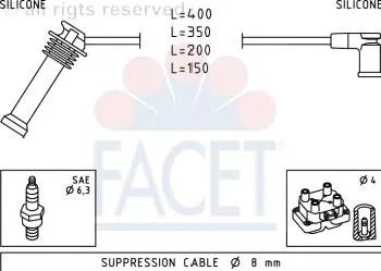 Fios de alta voltagem, kit Ford Focus 2 DA, HCP, DP