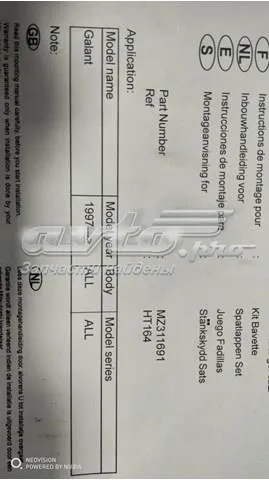 Protetores de lama dianteiros, kit Mitsubishi Galant IX