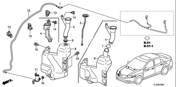 Tanque de fluido para lavador de vidro Honda Accord VIII