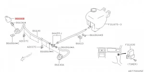 Injetor de fluido para lavador da luz dianteira 86640FC021 Subaru