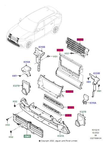Perciana do radiador de esfriamento LR092691 Land Rover