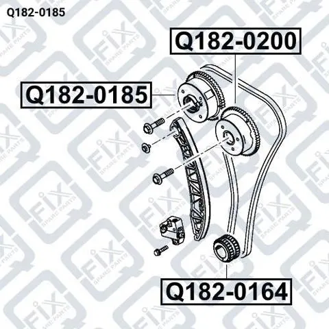 Engrenagem de cadeia de roda dentada da árvore distribuidora de escape de motor Q1820185 Q-fix